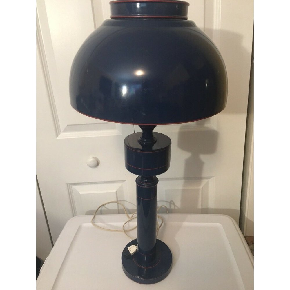 Vintage Underwriters Laboratories‎ Blue and Red Portable Toleware Lamp 25…